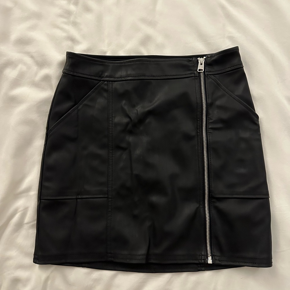Express Black Leather Mini Skirt